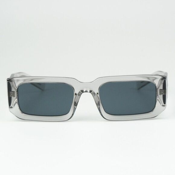 NEW Prada PR06YS 12R09T Transparent Grey Dark Grey Rectangle Unisex Sunglasses - Picture 5 of 11